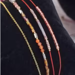 Orange Grey Beaded Wrap Bracelet