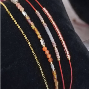 Orange Grey Beaded Wrap Bracelet