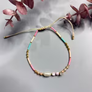 Pink Blue Pearl Beaded Bracelet