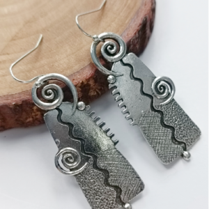Silver Spiral Drop Earrings