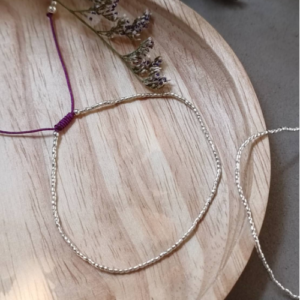 Lavender Silver Beaded Bracelet