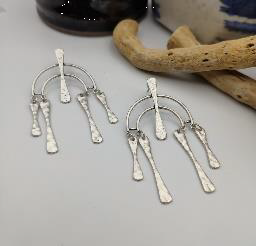 Silver Arch Fringe Drop Earrings