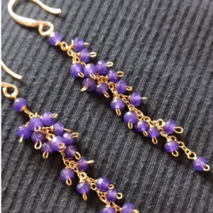 Purple Crystal Tassel Earrings