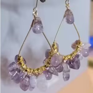 Lilac Bead Hoop Earrings