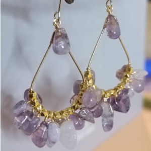Lilac Bead Hoop Earrings
