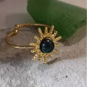 Moss Sunburst Cuff Ring