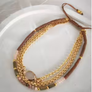 Brown Double Strand Beaded Bracelet