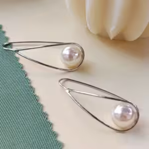Silver Pearl Teardrop Earrings
