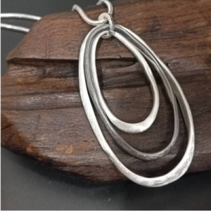 Black Cord Oval Pendant Necklace