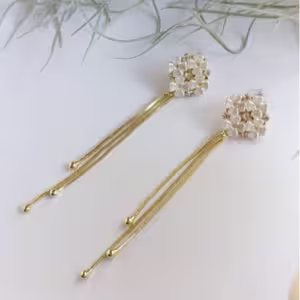 Gold Floral Tassel Earrings