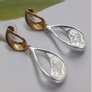 Gold Silver Teardrop Earrings