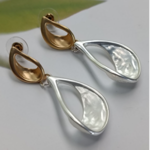 Golden Silver Teardrop Earrings