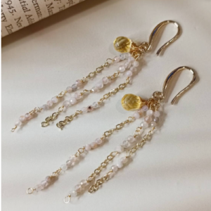 Yellow Beaded Tassel Earrings
