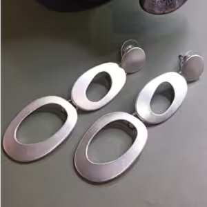 Silver Triple Oval Drop Earrings