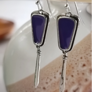 Purple Shield Earrings