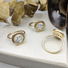 White Marble Round Ring