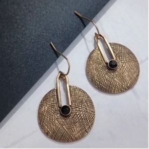 Gold Textured Disc Earrings