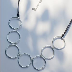 Silver Organic Ring Cord Necklace