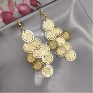 Gold Coin Cascade Earrings