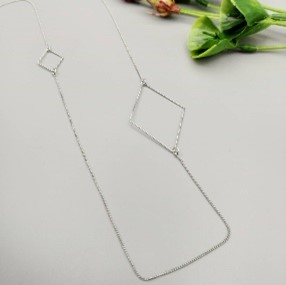 Silver Double Diamond Necklace