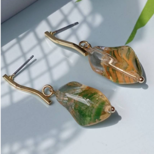 Green Marquise Acrylic Earrings