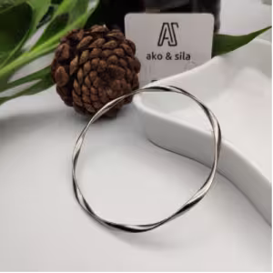 Silver Twisted Bangle Bracelet