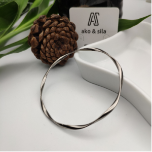 Silver Twisted Bangle Bracelet