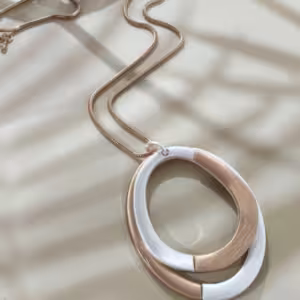Mixed Metal Open Oval Pendant Necklace