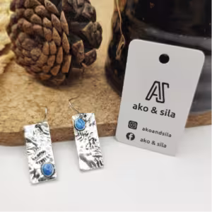 Blue Pattern Bar Earrings