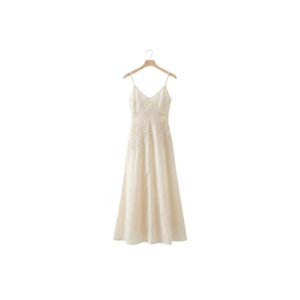 White Pleated Strap Free Size Dress