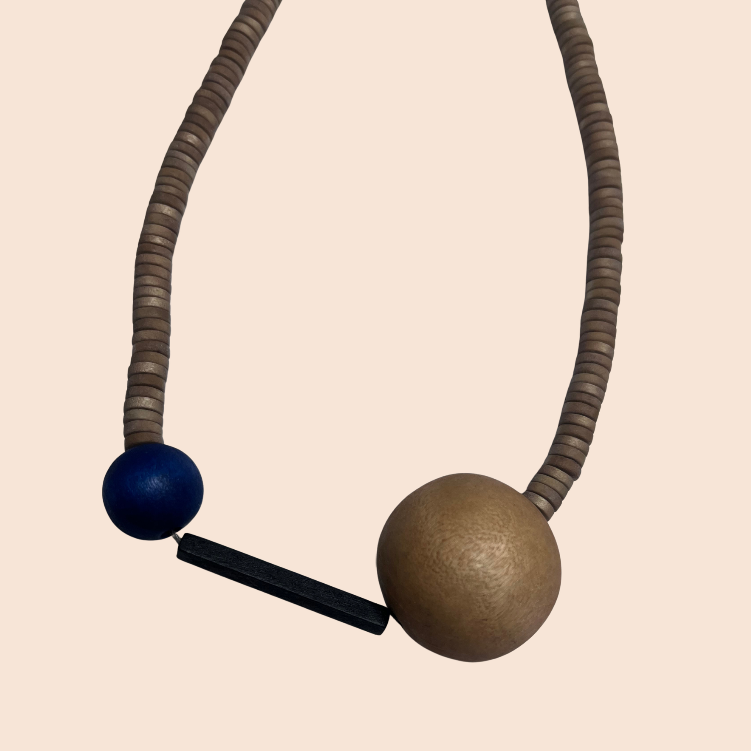 Yellow Bead Bar Wood Necklace - Image 2