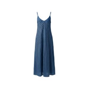 Blue Pleated Strap Free Size Dress