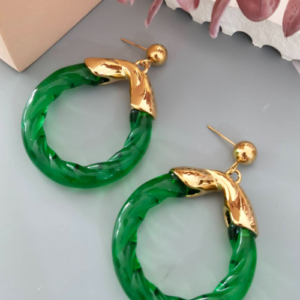 Green Acrylic Hoop Drop Earrings