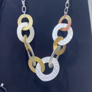 Mixed Metal Hammered Link Necklace