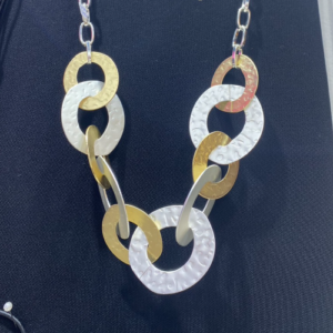 Mixed Metal Hammered Link Necklace