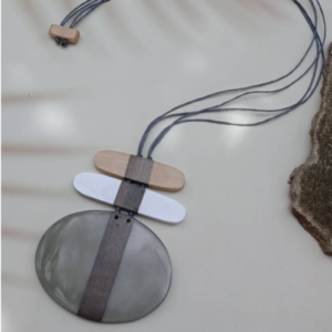Grey Layered Disc Necklace