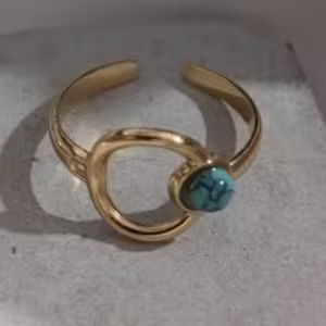 Earth Aqua Open Swirl Ring