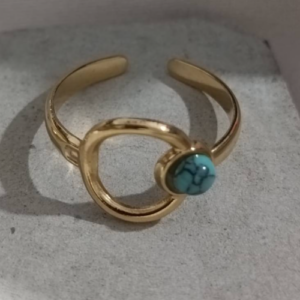 Earth Aqua Open Swirl Ring