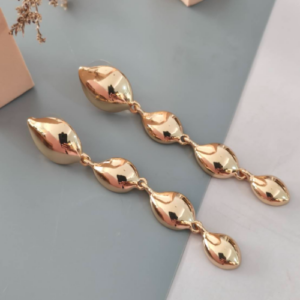 Golden Wavy Stud Earrings