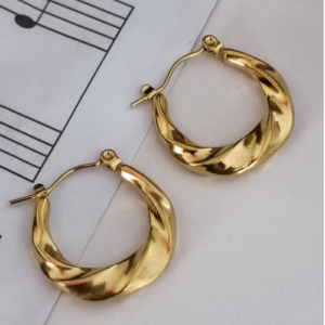 Gold Twisted Hoop Earrings