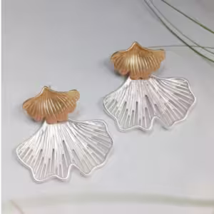 Gold Silver Ginkgo Earrings