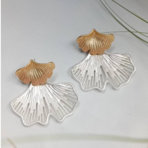 Golden Silver Ginkgo Earrings