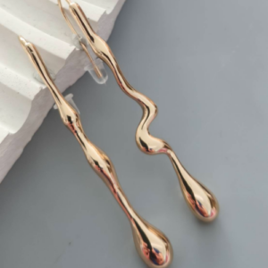 Gold Hammered Bar Drop Earrings