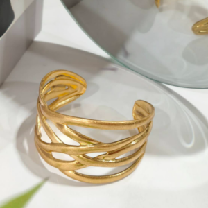 Gold Multi Band Open Cuff Bracelet