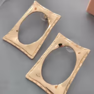 Gold Open Frame Stud Earrings
