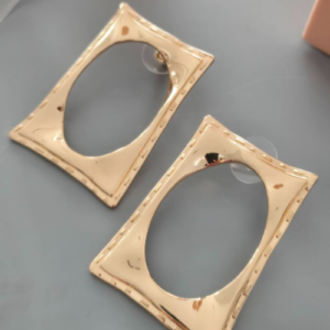 Gold Open Frame Stud Earrings