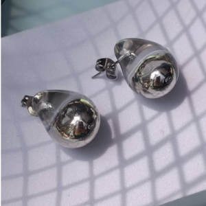 Silver Dome Stud Earrings