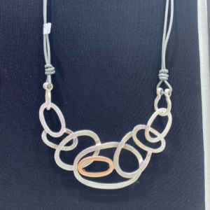 Rose Gold Mixed Oval Cord Necklace