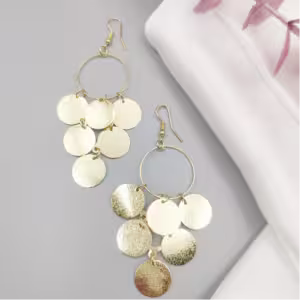 Gold Disc Cluster Hoop Earrings