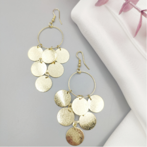 Golden Disc Cluster Hoop Earrings